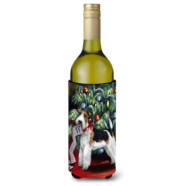 Carolines Treasures 24 oz Fox Terrier Christmas Dear Santa Wine Bottle Hugger - PPP3092LITERK