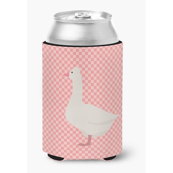 Carolines Treasures Roman Goose Pink Check Can or Bottle Hugger - BB7898CC