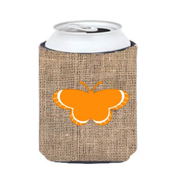 Carolines Treasures Butterfly Burlap And Orange Can Or Bottle  Hugger - BB1039-BL-OR-CC