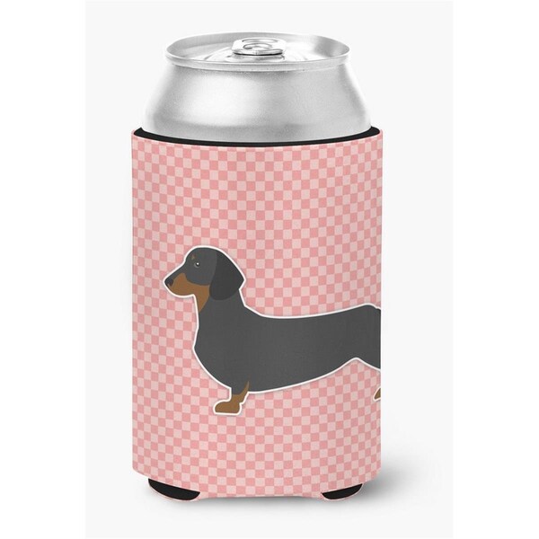 Carolines Treasures Dachshund Checkerboard Pink Can or Bottle Hugger - BB3582CC
