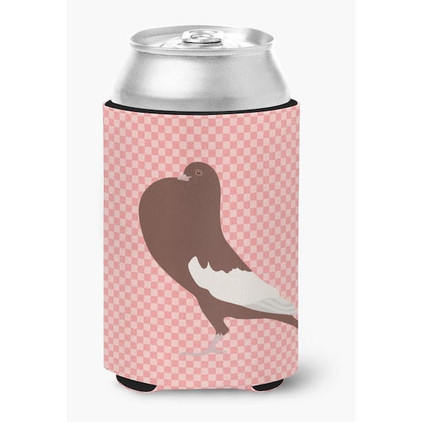 Carolines Treasures English Pouter Pigeon Pink Check Can or Bottle Hugger - BB7954CC