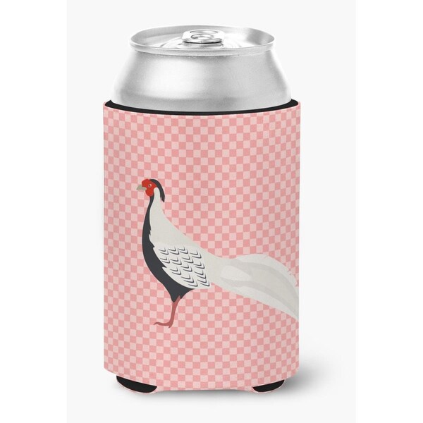 Carolines Treasures Silver Pheasant Pink Check Can or Bottle Hugger - BB7929CC