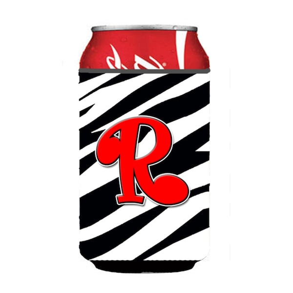 Carolines Treasures Letter R Initial Monogram - Zebra Red Can Or Bottle  Hugger - CJ1024-RCC