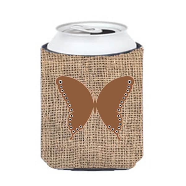 Carolines Treasures Butterfly Burlap And Brown Can Or Bottle  Hugger - BB1036-BL-BN-CC