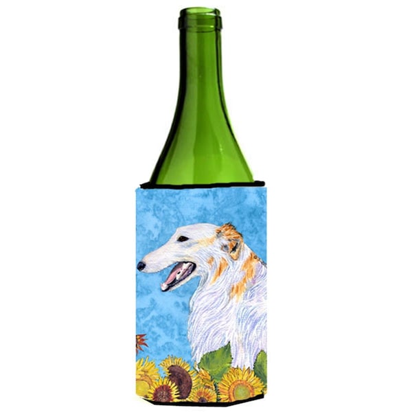 Carolines Treasures Borzoi In Summer Flowers Wine bottle sleeve Hugger - 24 Oz. - SS4244LITERK