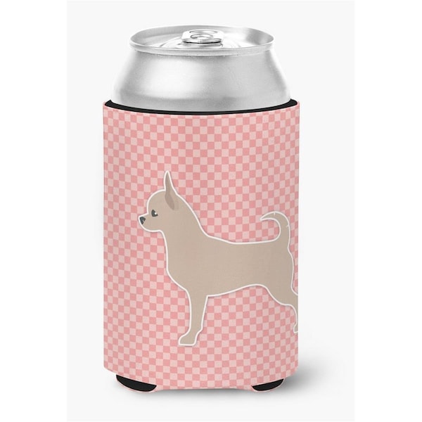 Carolines Treasures Chihuahua Checkerboard Pink Can or Bottle Hugger - BB3650CC