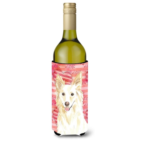 Carolines Treasures Love a White Collie Wine Bottle Beverge Insulator Hugger - CK1745LITERK