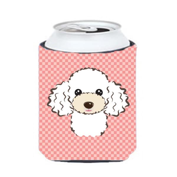 Carolines Treasures Checkerboard Pink White Poodle Can Or Bottle Hugger- 12 Oz. - BB1257CC