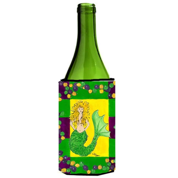 Carolines Treasures Mardi Gras Mermaid Wine bottle sleeve Hugger - 24 Oz. - 8036LITERK