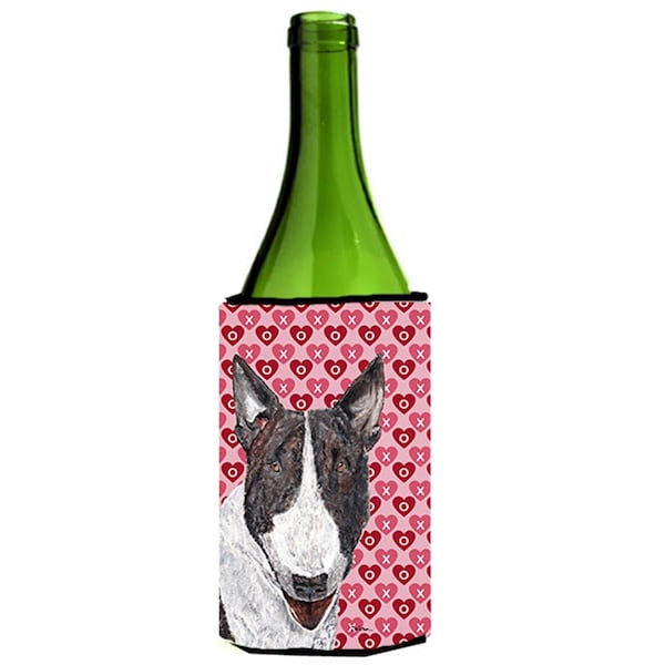 Carolines Treasures Bull Terrier Valentines Love Wine bottle sleeve Hugger 24 oz. - SC9561LITERK