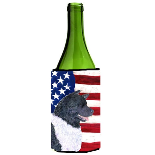 Carolines Treasures Usa American Flag With Akita Wine Bottle  Hugger - 24 oz. - SS4005LITERK