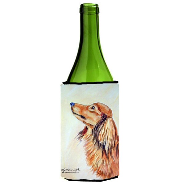 Carolines Treasures Long Haired Red Dachshund Wine bottle sleeve Hugger - 7240LITERK