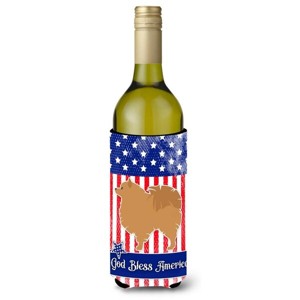 Carolines Treasures USA Patriotic Pomeranian Wine Bottle Beverge Insulator Hugger - BB3342LITERK