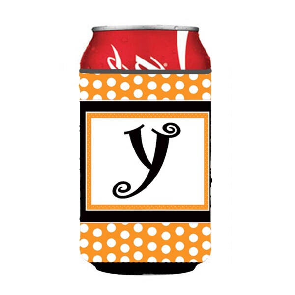 Carolines Treasures Letter Y Initial Monogram - Orange Polkadots Can Or Bottle  Hugger - CJ1033-YCC