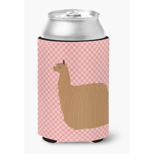 Carolines Treasures Alpaca Suri Pink Check Can or Bottle Hugger - BB7920CC