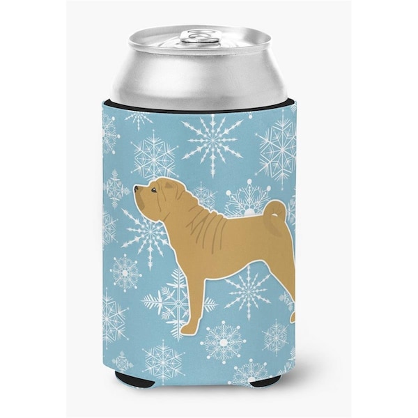 Carolines Treasures Winter Snowflake Shar Pei Merry Can or Bottle Hugger - BB3552CC