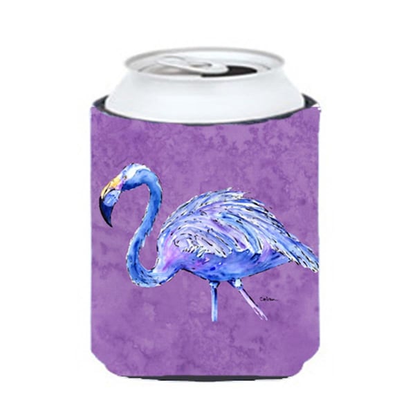 Carolines Treasures Flamingo On Purple Can Or bottle sleeve Hugger - 12 oz. - 8874CC