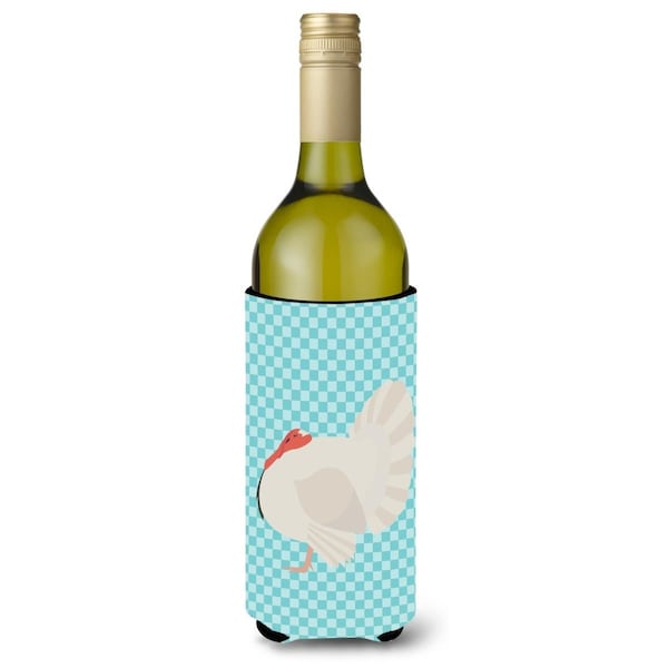 Carolines Treasures White Holland Turkey Blue Check Wine Bottle Beverge Insulator Hugger - BB8157LITERK