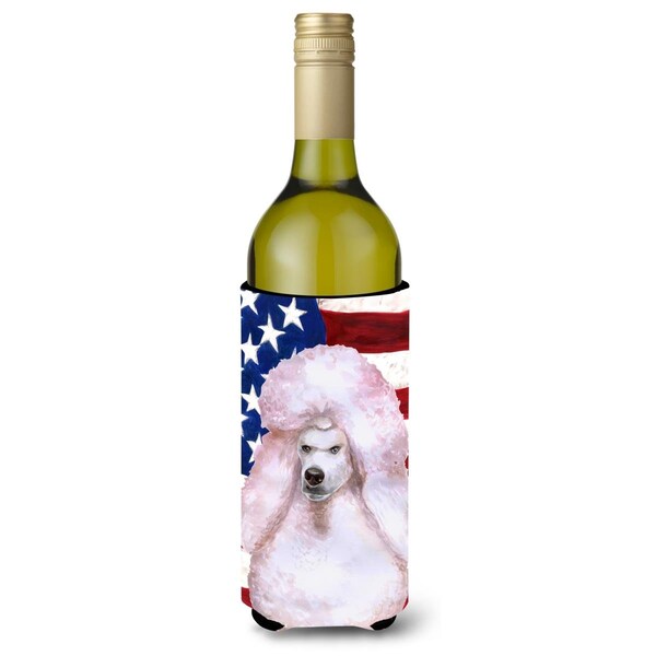 Carolines Treasures White Standard Poodle Patriotic Wine Bottle Beverge Insulator Hugger - BB9717LITERK