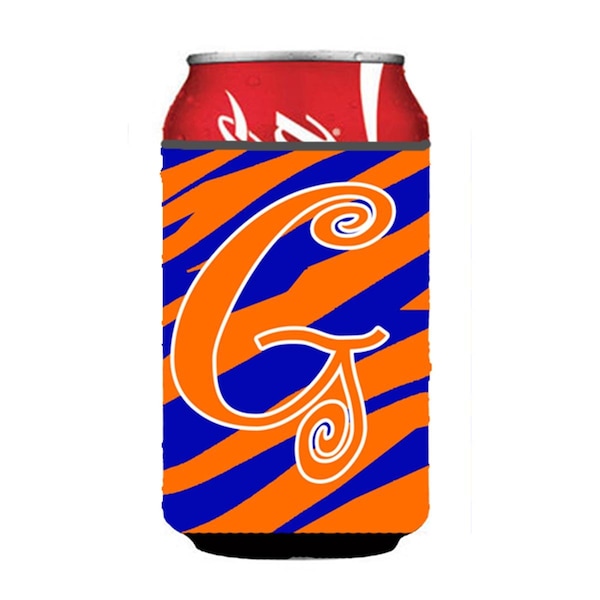 Carolines Treasures Letter G Initial Monogram - Tiger Stripe Blue And Orange Can Or Bottle  Hugger - CJ1036-GCC