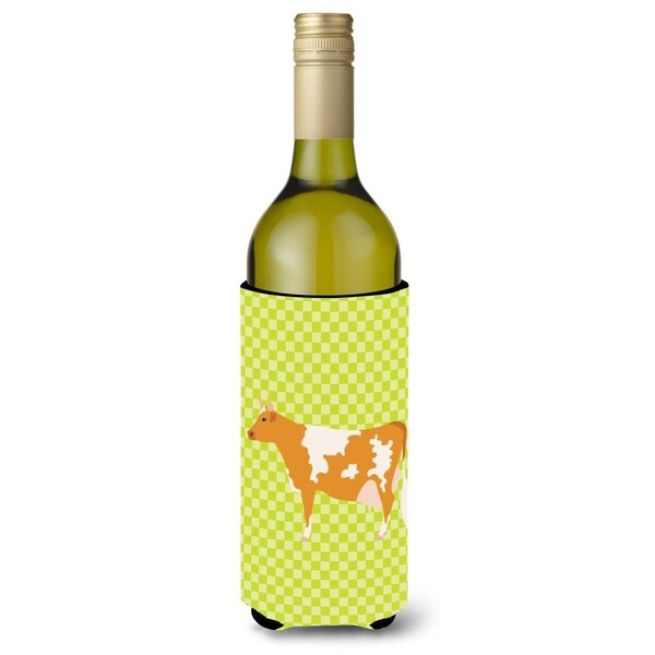 Carolines Treasures Guernsey Cow Green Wine Bottle Beverge Insulator Hugger - BB7647LITERK