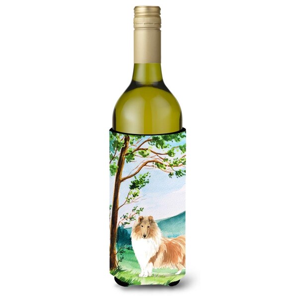 Carolines Treasures Under the Tree Collie Wine Bottle Beverage Insulator Hugger - CK2561LITERK
