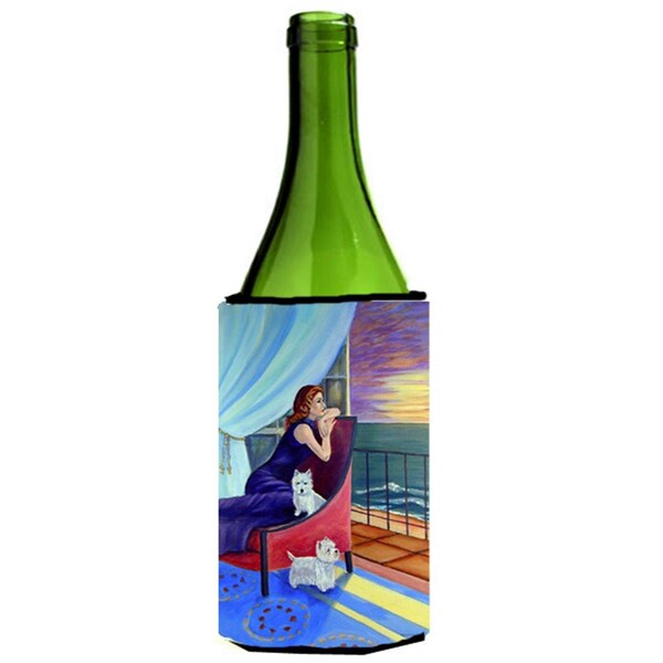 Carolines Treasures Lady With Her Westie Wine bottle sleeve Hugger - 24 oz. - 7167LITERK