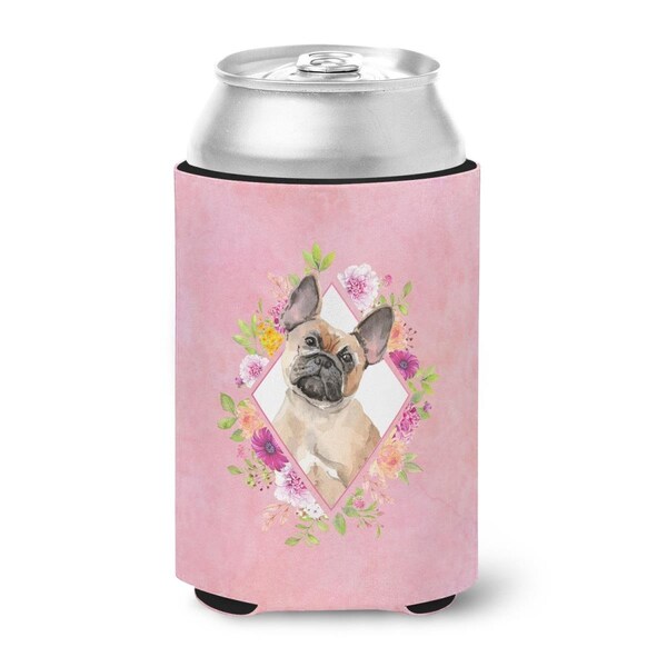 Carolines Treasures Fawn French Bulldog Pink Flowers Can or Bottle Hugger - CK4238CC