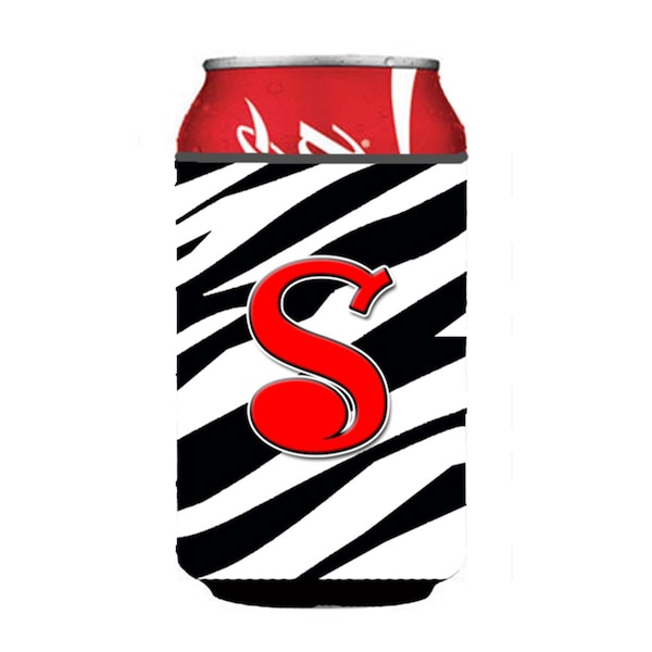 Carolines Treasures Letter S Initial Monogram - Zebra Red Can Or Bottle  Hugger - CJ1024-SCC