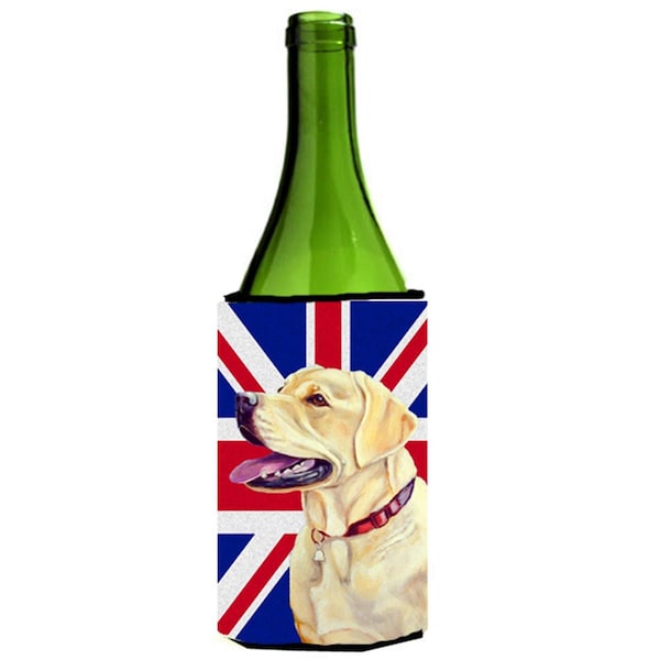 Carolines Treasures Labrador With English Union Jack British Flag Wine bottle sleeve Hugger - 24 Oz. - LH9490LITERK