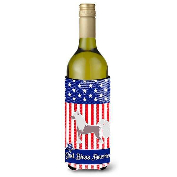 Carolines Treasures USA Patriotic Chinese Crested Wine Bottle Beverge Insulator Hugger - BB3343LITERK
