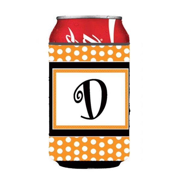 Carolines Treasures Letter D Initial Monogram - Orange Polkadots Can Or Bottle  Hugger - CJ1033-DCC