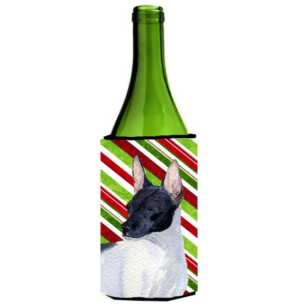 Carolines Treasures Rat Terrier Candy Cane Holiday Christmas Wine Bottle  Hugger - 24 oz. - SS4549LITERK