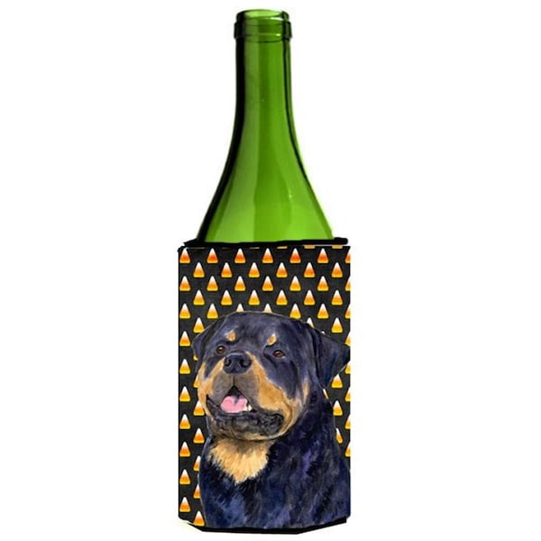 Carolines Treasures Rottweiler Candy Corn Halloween Portrait Wine Bottle  Hugger - SS4317LITERK