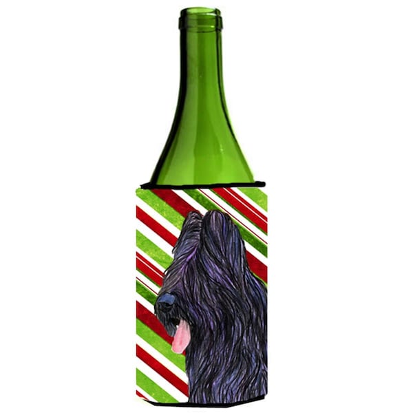 Carolines Treasures Briard Candy Cane Holiday Christmas Wine Bottle   Hugger - SS4558LITERK