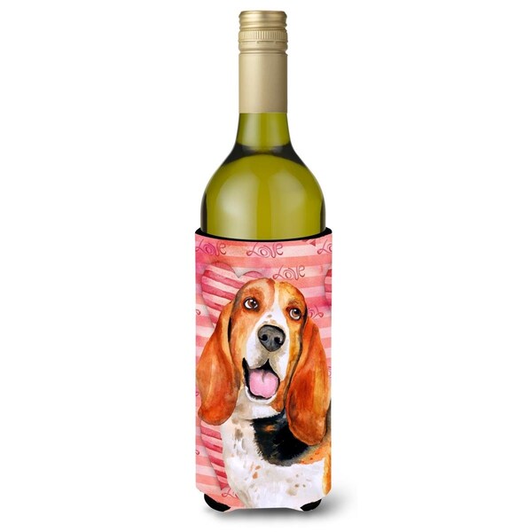 Carolines Treasures Basset Hound Love Wine Bottle Beverge Insulator Hugger - BB9791LITERK