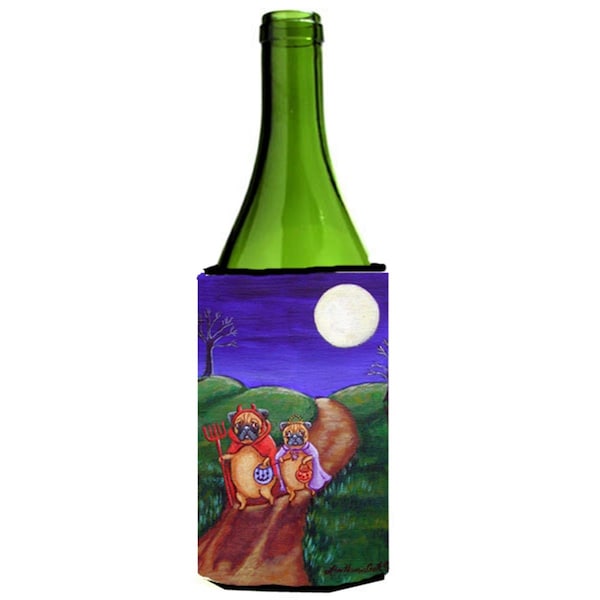 Carolines Treasures Trick Or Treat Halloween Pug Wine bottle sleeve Hugger - 24 Oz. - 7281LITERK