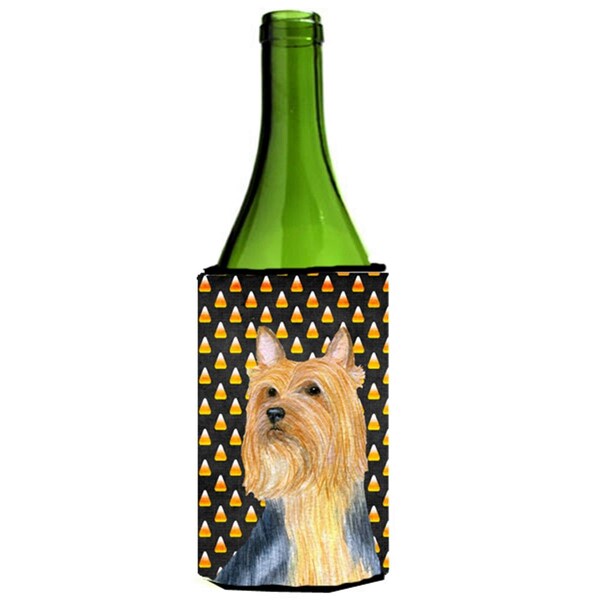 Carolines Treasures Silky Terrier Candy Corn Halloween Portrait Wine bottle sleeve Hugger - 24 oz. - LH9057LITERK