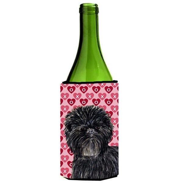 Carolines Treasures Affenpinscher Hearts Love And Valentines Day Wine bottle sleeve Hugger - SS4511LITERK