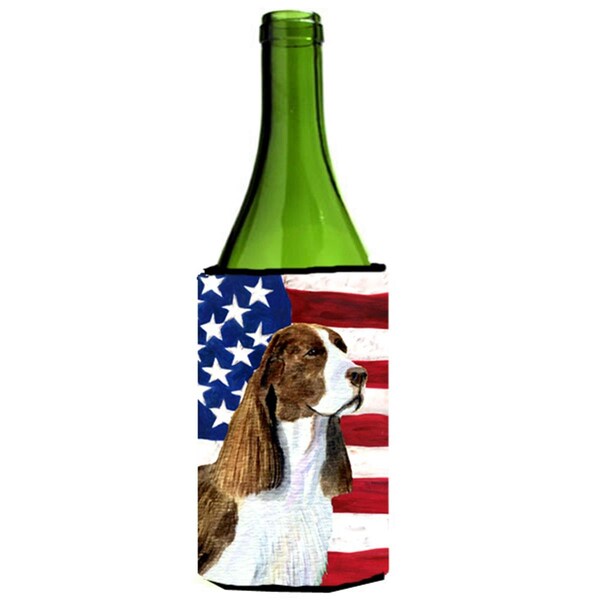 Carolines Treasures Usa American Flag With Springer Spaniel Wine bottle sleeve Hugger - 24 oz. - SS4040LITERK