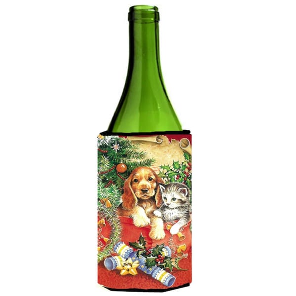 Carolines Treasures Christmas Puppy & Kitten Wine Bottle Can cooler Hugger - APH7551LITERK