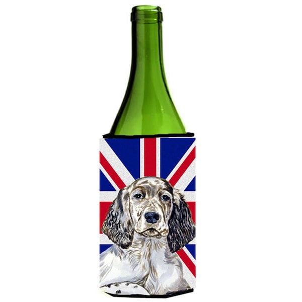 Carolines Treasures English Setter With English Union Jack British Flag Wine bottle sleeve Hugger - 24 Oz. - LH9474LITERK