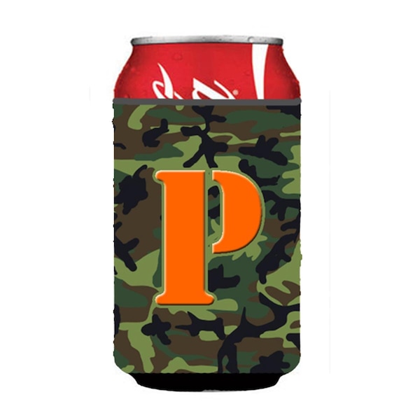 Carolines Treasures Letter P Initial Monogram - Camo Green Can Or Bottle  Hugger - CJ1030-PCC