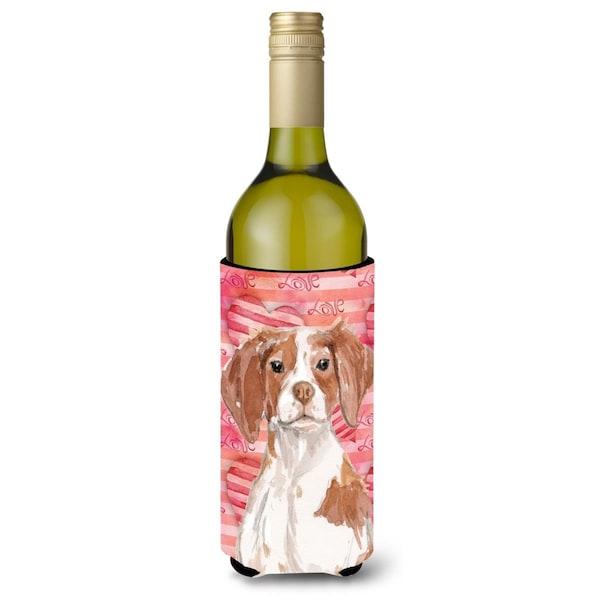 Carolines Treasures Brittany Spaniel Love Wine Bottle Beverge Insulator Hugger - BB9469LITERK