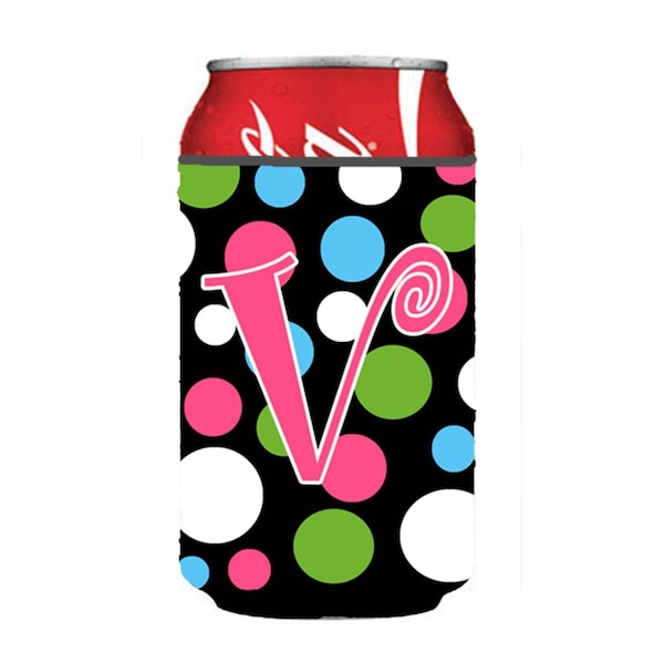 Carolines Treasures Letter V Initial Monogram - Polkadots And Pink Can Or Bottle  Hugger - CJ1038-VCC