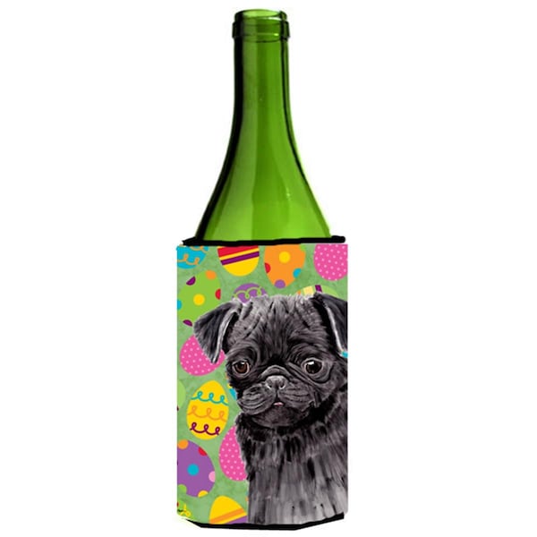 Carolines Treasures Pug Easter Eggtravaganza Wine Bottle   Hugger - SC9446LITERK