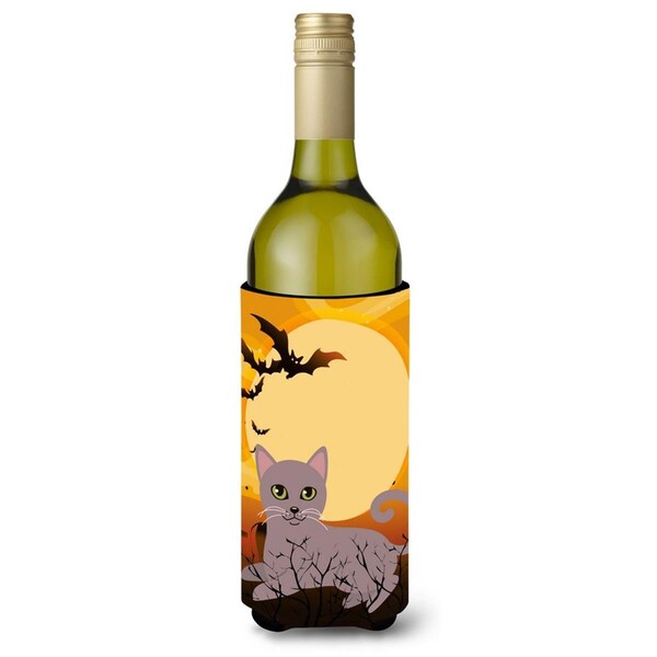 Carolines Treasures Halloween Russian Blue Cat Wine Bottle Beverge Insulator Hugger - BB4452LITERK