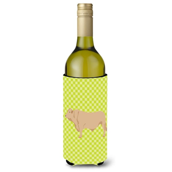Carolines Treasures Charolais Cow Green Wine Bottle Beverge Insulator Hugger - BB7652LITERK