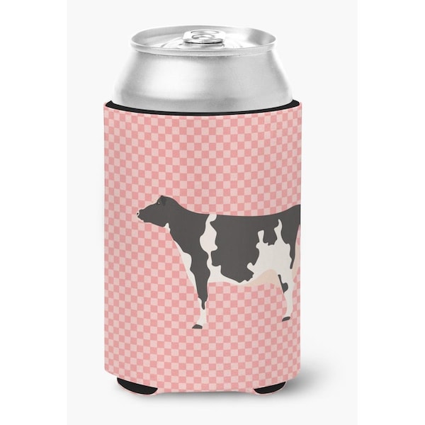 Carolines Treasures Holstein Cow Pink Check Can or Bottle Hugger - BB7822CC