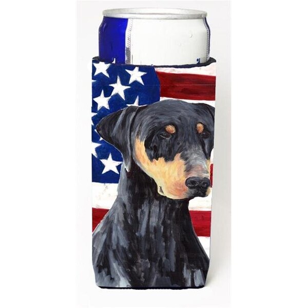 Carolines Treasures Carolines Treasures SC9030MUK Usa American Flag With Doberman Michelob Ultra bottle sleeves For Slim Cans - 12 oz. - SC9030MUK